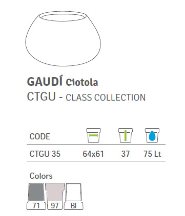 Vaso Ciotola Gaudì Vasar Colore 97-CIPRIA Misure cm 64 x 61 x h. 37